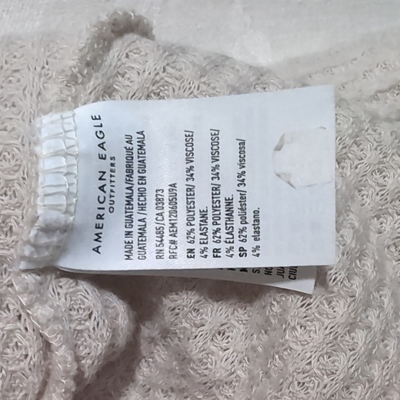 American Eagle Beige Soft and Sexy Plush Waffleknit Long Sleeve Top Size Small - Picture 3 of 4